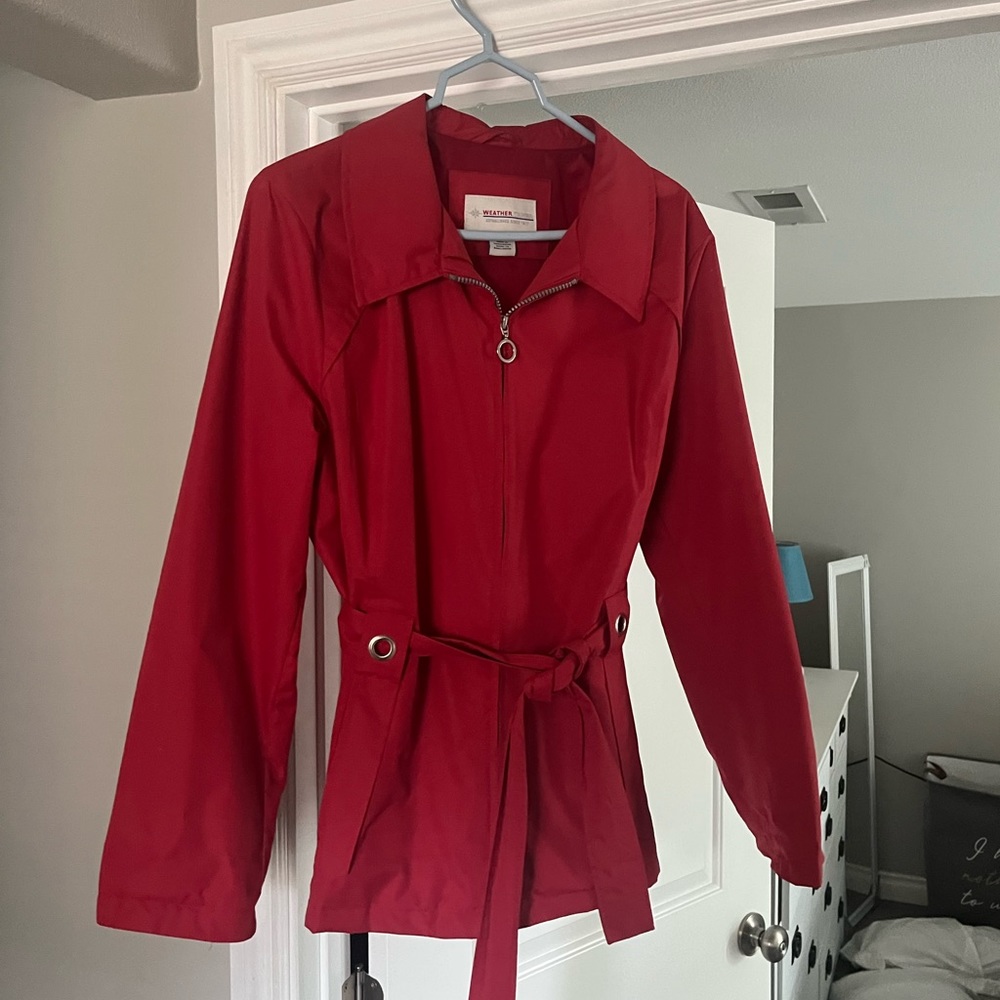 Red jacket with tie